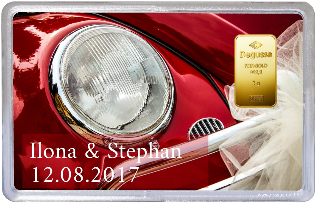 Goldbarren zur Hochzeit Geschenkbarren ganz persönlich mit Gravur