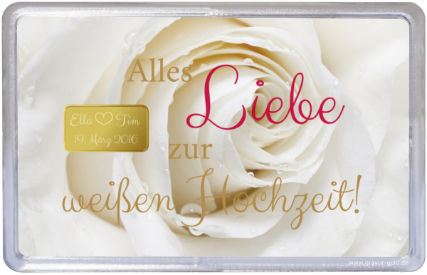 Goldbarren zur Hochzeit Weiße Rose