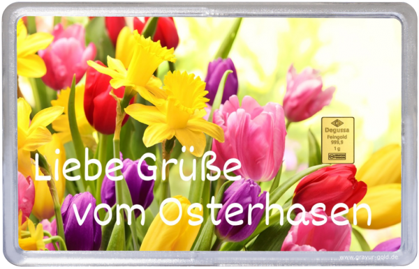 Gold Geschenk Bunter Osterstrauß 1g