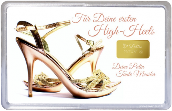 Goldbarren zur Taufe High-Heels