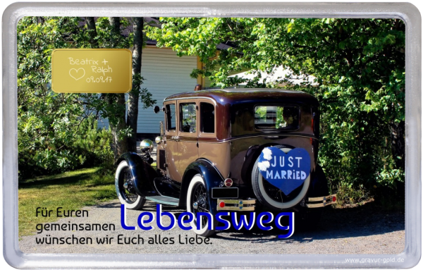 Goldbarren zur Hochzeit Oldtimer